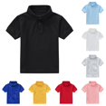 thumbnail image 1 of GobdXE Solid Two Button Placket Short Sleeve Pique Polo Shirt Unisex Kids Back to School Uniform Basic Casual Pullover Tops for Boys Girls 5-6 Years,Black, 1 of 4
