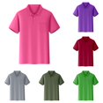 thumbnail image 1 of GobdXE Solid Two Button Placket Short Sleeve Polo Shirt with Left Chest Pocket Unisex Kids Back to School Uniform Basic Casual Tops for Boys Girls 5-6 Years,Red, 1 of 3