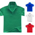 thumbnail image 1 of GobdXE Solid V Neck Collar Short Sleeve Pullover Polo Shirt Unisex Kids Back to School Uniform Basic Casual Tops for Boys Girls 6-7 Years,Green, 1 of 8