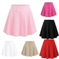 thumbnail image 1 of GobdXE Solid Wide Waistband Circular Cut Flare Skort Built In Anti Exposure Lining Back To School Uniform Bottom for Girls 13-14 Years,Pink, 1 of 4