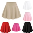 thumbnail image 1 of GobdXE Solid Wide Waistband Circular Cut Flare Skort Built In Anti Exposure Lining Back To School Uniform Bottom for Girls 7-8 Years,Khaki, 1 of 4