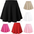 thumbnail image 1 of GobdXE Solid Wide Waistband Circular Cut Flare Skort Built In Anti Exposure Lining Back To School Uniform Bottom for Girls 9-10 Years,Dark Blue, 1 of 4