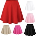 thumbnail image 1 of GobdXE Solid Wide Waistband Circular Cut Flare Skort Built In Anti Exposure Lining Back To School Uniform Bottom for Girls 9-10 Years,Red, 1 of 3