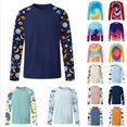 thumbnail image 1 of GobdXE Space Planet Rocket Sleeve Print Unisex Kids Raglan Long Sleeve Crew Neck Rash Guard UPF 50 Sun Protection Outdoor Swim Top Navy,3-4 Years, 1 of 3