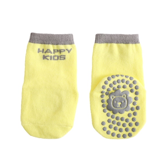 GobdXE Unisex Baby Crew Socks Lion Full Dot Non Grip Sole Two Tone Vertical Rib Soft Cotton Ankle Socks Size:6-12 Months
