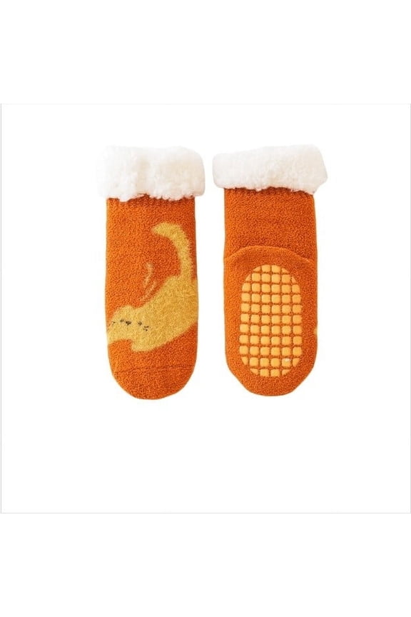 GobdXE Unisex Baby Fuzzy Crew Socks Cartoon Koala Thick Sherpa Turn Cuff Non Slip Grid Grip Sole Coral Fleece Ankle Socks Size:2-4 Years