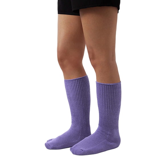 GobdXE Unisex Crew Socks Solid Extra Wide Top Loose Fit Stretchy Mesh Knit Socks for Swollen Feet Edema Diabetic Friendly Daily Casual Wear Size:S