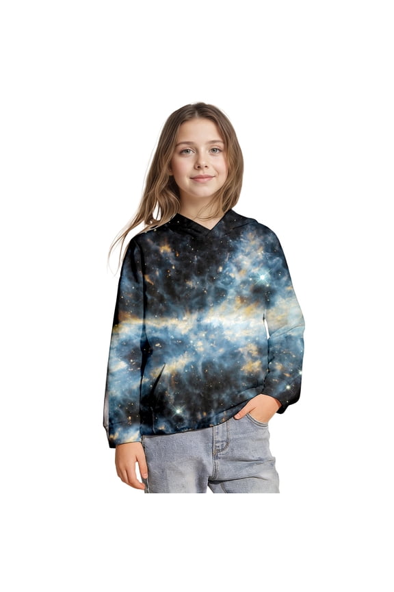 GobdXE Unisex Kids Galaxy Hoodie Boys Girls 3D Space Print Pullover Long Sleeve Sweatshirt Fall Winter Daily Tops 5-6 Years