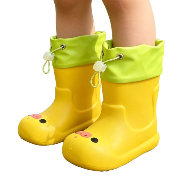 GobdXE Unisex Kids Rain Boots for Boys Girls Cartoon Pig Waterproof Boots with Drawstring Cuff Non-Slip Solid Rain Shoes Size:2-2.5 Years