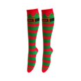 thumbnail image 1 of GobdXE Unisex Knee High Socks Christmas Elf Stripe Graphic Print Soft Knit Holiday Costume Party Wear Size:One Size, 1 of 5