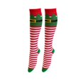 thumbnail image 1 of GobdXE Unisex Knee High Socks Christmas Elf Stripe Graphic Print Soft Knit Holiday Costume Party Wear Size:One Size, 1 of 6