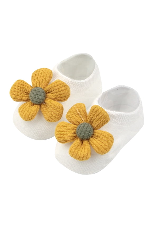 GobdXE Unisex Solid Baby No Show Socks 3D Knit Flower Soft Rib Stretch Cotton Ankle Socks Size:12-24 Months