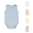 thumbnail image 1 of GobdXE Vertical Stripe Sleeveless Baby Solid Bodysuit Soft Cotton Snap Crotch Tank Onesie Size:0-3 Months, 1 of 6