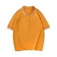 thumbnail image 1 of GobdXE White Piping Collar and Two Button Short Sleeve Polo Shirt Unisex Kids Back to School Uniform Basic Casual Pullover Tops for Boys Girls 5-6 Years,Yellow, 1 of 7