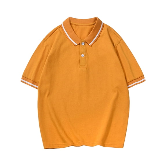 GobdXE White Piping Collar and Two Button Short Sleeve Polo Shirt Unisex Kids Back to School Uniform Basic Casual Pullover Tops for Boys Girls 5-6 Years,Yellow