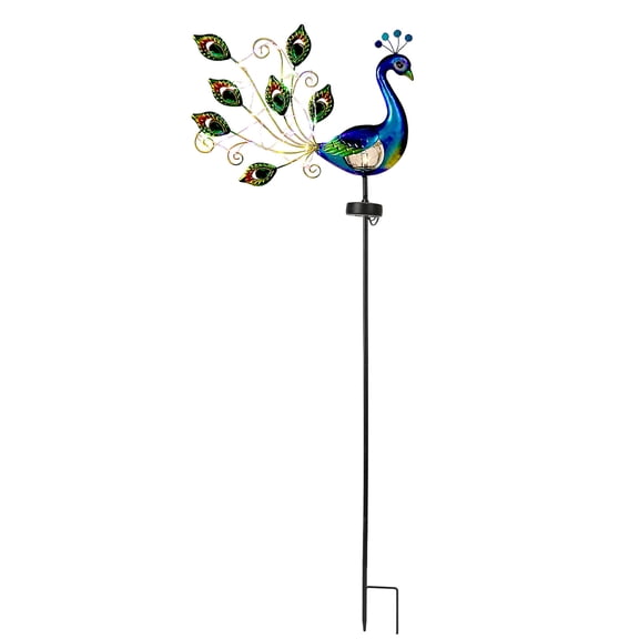 Gobehebe Peacock Metal Decorative Garden Stakes Patio Decor Art and Rust Resistant Metal Garden Decor - Perfect for Patio and Lawn Ornaments Pink