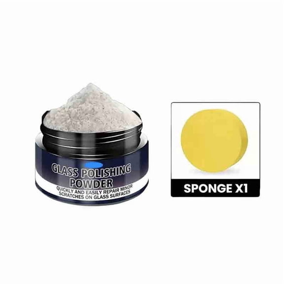 Gobehebe Polishing Glass Powder, Window Scratch Remover, 100G Jar With Sponge Wipe, Detailing Compound With Clear Design, Glass Repair For Auto & Truck Black