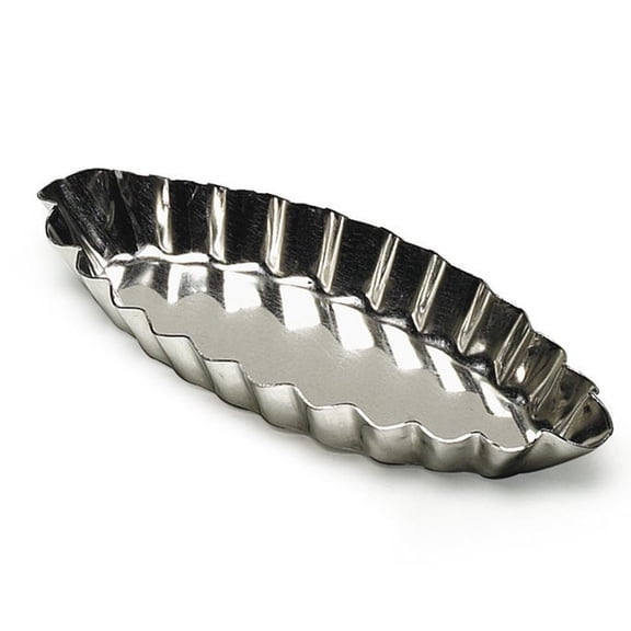 Gobel Heavy-Tinned-Steel Fluted Barquette 1/2" High 4-3/4" x 1-7/8" - Silver