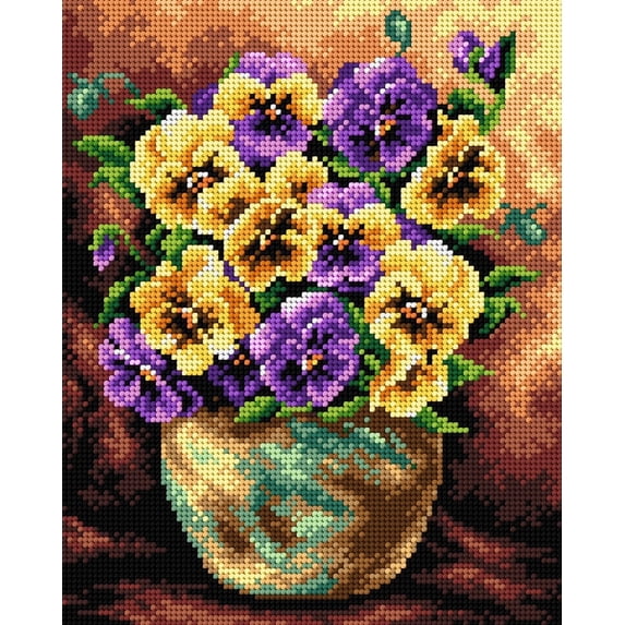 Gobelin canvas for halfstitch without yarn Bouquet of Pansies 2403H