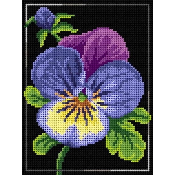 Wizardi Gobelin Canvas for halfstitch Without Yarn Pansy 3009F Orchidea