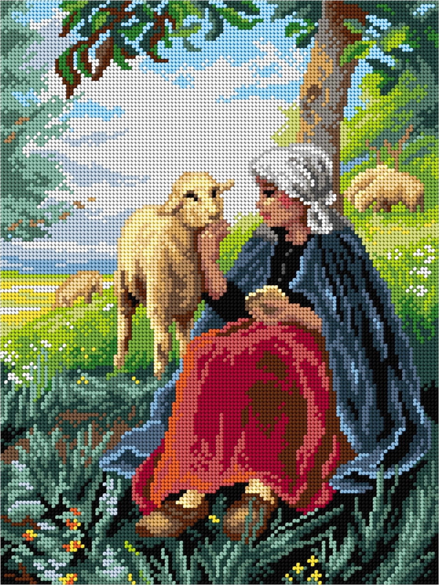 Gobelin canvas for halfstitch without yarn Shepherdess and Sheep 3620J