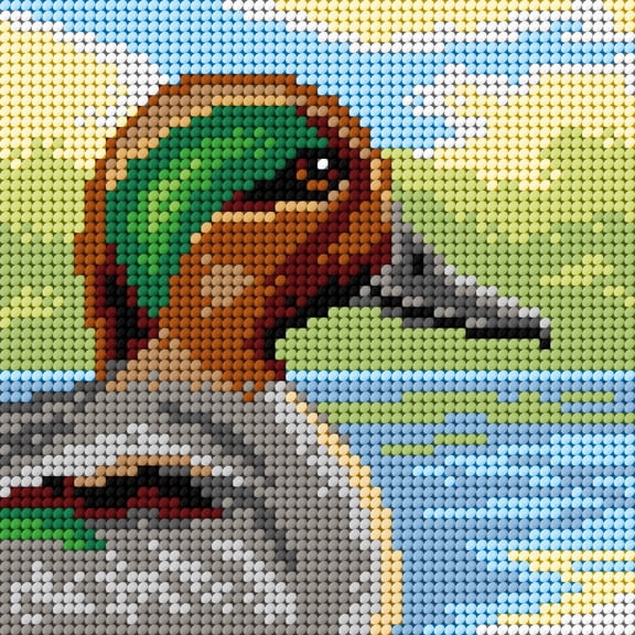 Wizardi Gobelin Canvas for halfstitch Without Yarn Teal Duck 3512D Orchidea