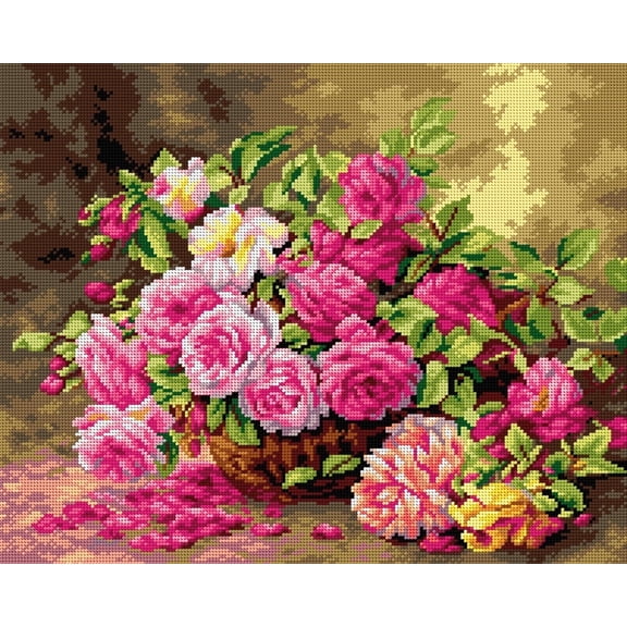 Wizardi Gobelin Canvas for halfstitch Without Yarn After Albert Tibule Furcy de Lavault - Roses 2703M Orchidea