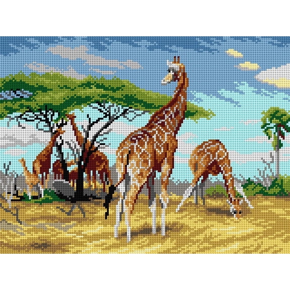 Gobelin canvas for halfstitch without yarn after Friedrich Wilhelm Kuhnert - Giraffes (fragment) 3308J