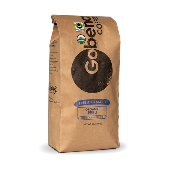 Gobena Coffee Organic Peruvian Ground Coffee, Medium Roast, 32 Oz