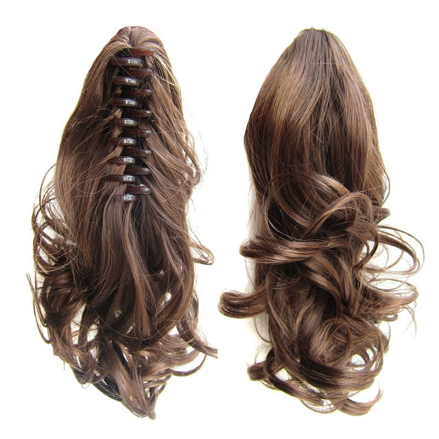 Gobestart Long Hair Bun Wig PonyTail Matte High Temperature Silk Fiber Claw Clip 17 Inch