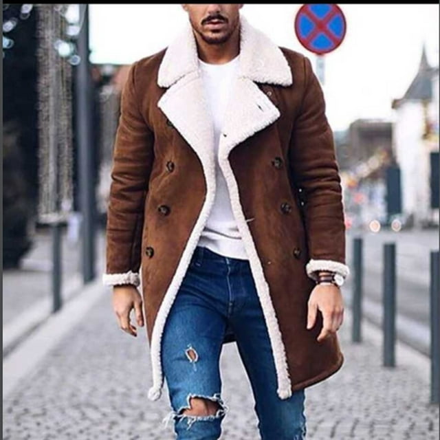 Gobestart Men's Wool Jacket Warm Winter Trench Long Outwear Button Smart Overcoat Coats