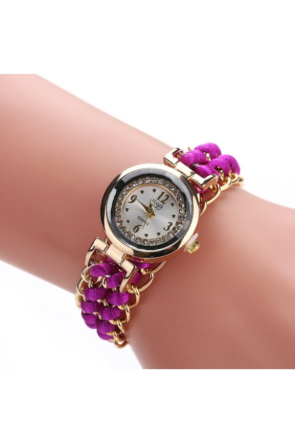 Gobestart Women Knitting Rope Chain Winding Analog Quartz Movement Wrist Watch