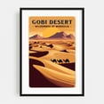 thumbnail image 1 of Gobi Desert Vintage Poster – Mongolian Wilderness Art Print - Illustration Desert Wilderness Travel Poster Vintage Poster Landscape Sunset Black Framed Wall Art Print 24 x 36 inches, 1 of 8