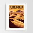 thumbnail image 1 of Gobi Desert Vintage Poster – Mongolian Wilderness Art Print - Illustration Desert Wilderness Travel Poster Vintage Poster Landscape Sunset White Framed Wall Art Print 5 x 7 inches, 1 of 3