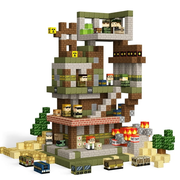 GobiDex 100 Pcs MilitaryGame-Based Magnetic Blocks Building Toys for Kids Ages 3+, Construction Toys STEM Sensory Gift for Boys, Girls