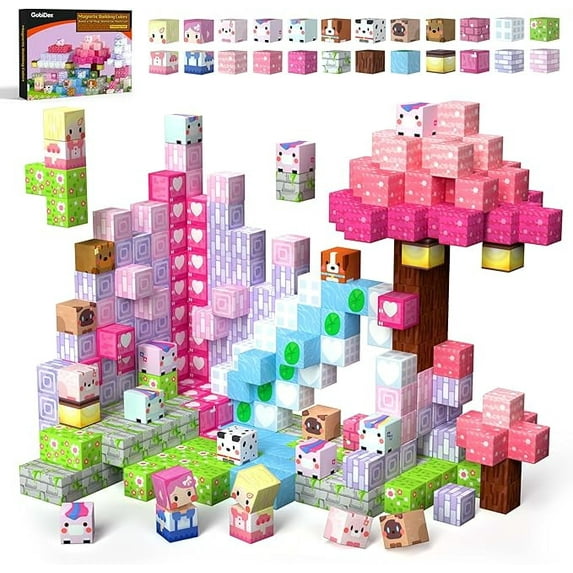 GobiDex 48 Pcs Unicorn Game-Based Magnetic Blocks Building Toys for Kids Ages 3+, Construction Toys STEM Sensory Gift for Boys, Girls