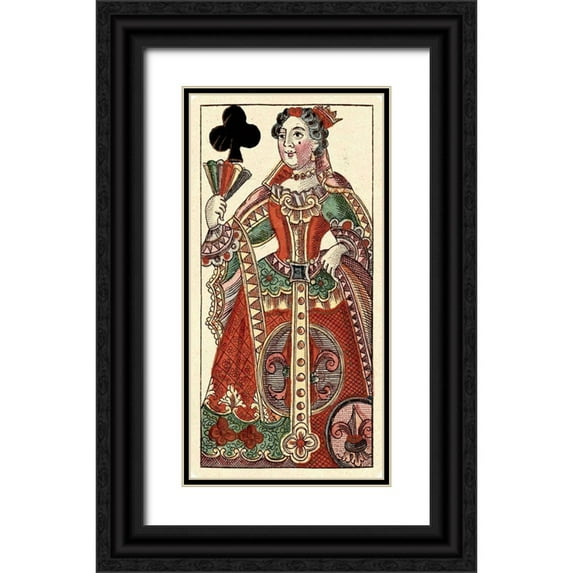 Gobl, Andreas Benedictus 14x24 Black Ornate Wood Framed with Double Matting Museum Art Print Titled - Queen of Clubs (Bauern Hochzeit Deck)