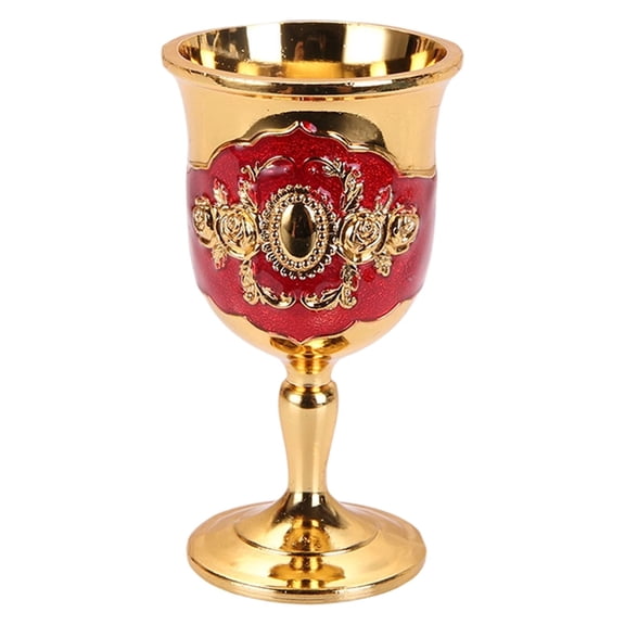 Goblet Chalice, QIDESHIP Flower Wine Cup, Chalice Goblet Metal Shot Glasses Engraving Rose Wine Cup Medieval Drinkware for Wedding Decors Liquor Cups