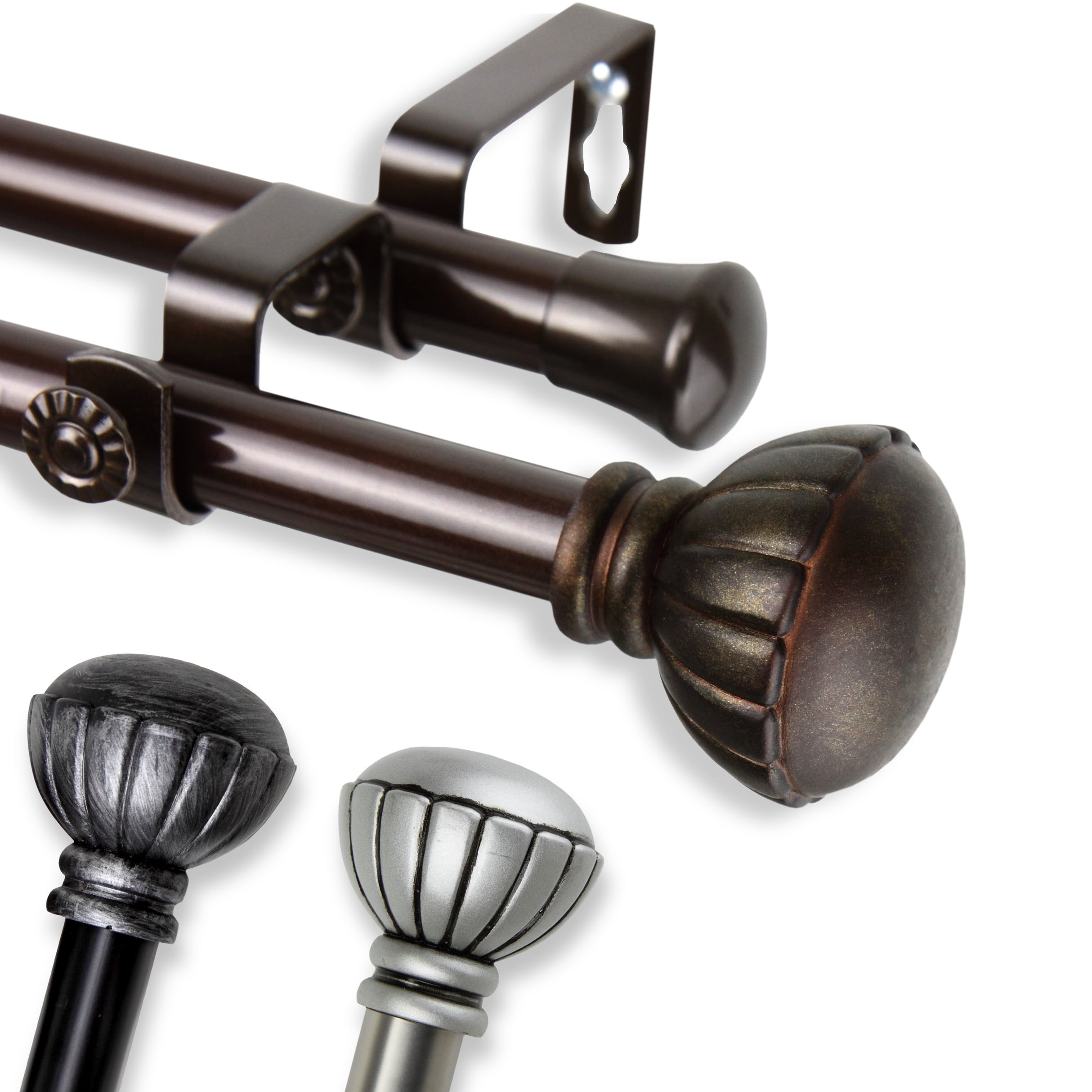Goblet Double 13/16 inch dia. Curtain Rod 28-48" - Black
