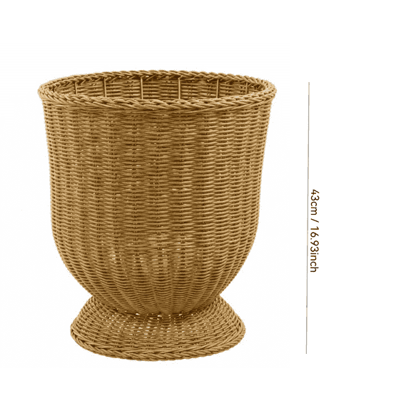 Goblet Woven Urn Planter Urn Shape, Planter Basket Woven Decorative Storage Basket and Planter for Porch Patio Backyard Home Garden(16.93 Inch,Ginger)