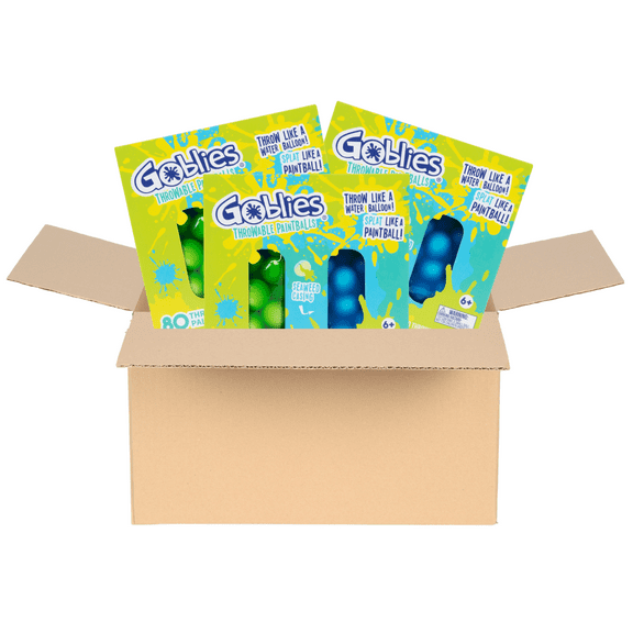 Goblies Throwable Paintball Three Color Assortment Green/Teal/Blue BULK PACK (4 units, 480 paintballs)