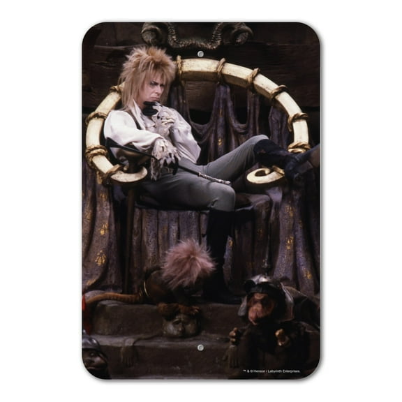 Goblin King Jareth From The Labyrinth Sitting On Throne David Bowie Home Business Office Sign - Plastic - 18" x 12" (45.7cm x 30.5cm)
