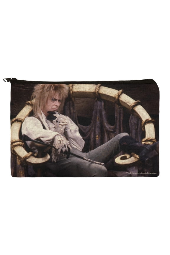Goblin King Jareth From The Labyrinth Sitting On Throne David Bowie Makeup Cosmetic Bag Organizer Pouch