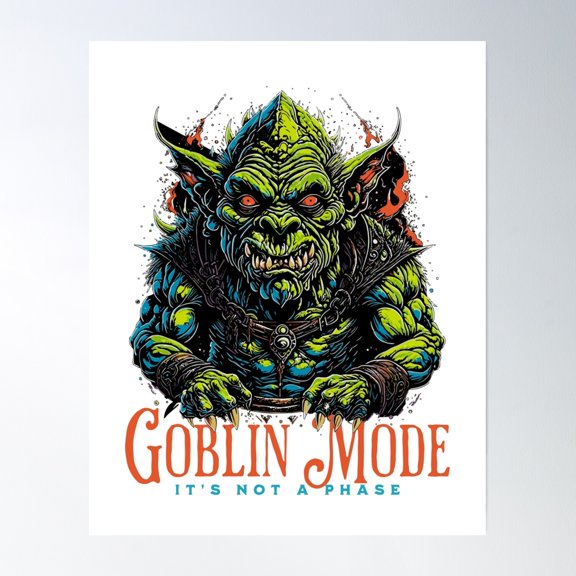 Goblin Mode Poster Wall Art, Modern Wall Decor, 8x12 UNFRAMED