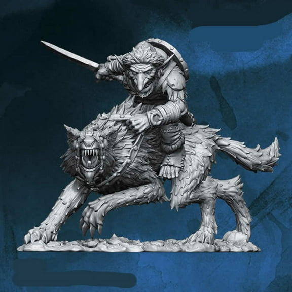 Goblin Warrior on Warg No. 3 Figure Kit 28mm Heroic Scale Miniature Unpainted First Legion