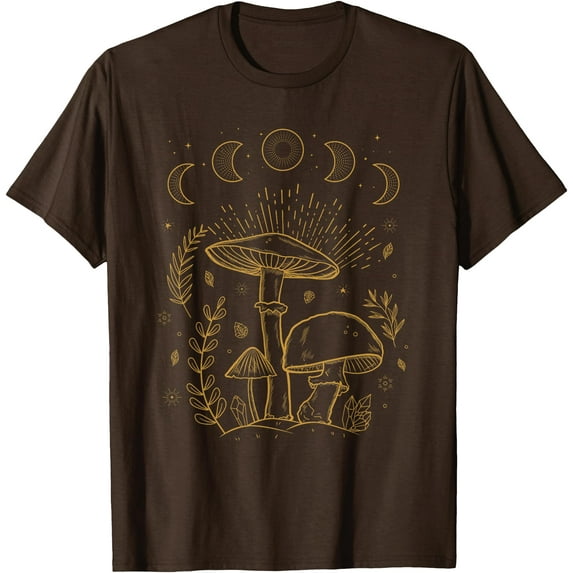 Goblincore Aesthetic Dark Academia Cottagecore Mushroom Unisex T-Shirt for Men Women Kids Toddler,Dark Chocolate Color,Size M