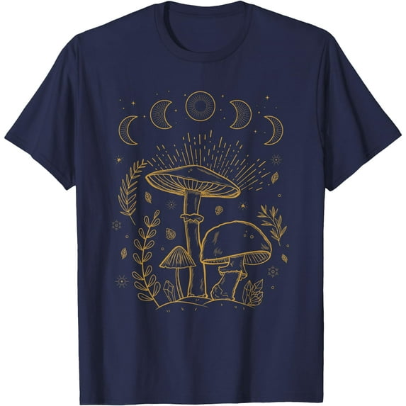 Goblincore Aesthetic Dark Academia Cottagecore Mushroom Unisex T-Shirt for Men Women Kids Toddler,Navy Color,Size YXL
