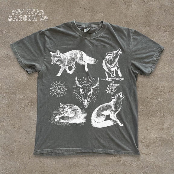 Goblincore Fox Shirt, Boho Celestial Tee, Mystical Moon Phase Top, Dark Academia Clothing, Rustic Wildlife, Gift Him Her DARK HEATHER Unisex S-5XL Hot Trending Shirt, Vintage Birthday Gift