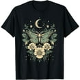 thumbnail image 1 of Goblincore Moth and Butterfly Moonphases Flowers Cottagecore Unisex T-Shirt for Men Women Kids Toddler,Black Color,Size YXL, 1 of 5