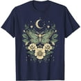thumbnail image 1 of Goblincore Moth and Butterfly Moonphases Flowers Cottagecore Unisex T-Shirt for Men Women Kids Toddler,Navy Color,Size 4T, 1 of 5